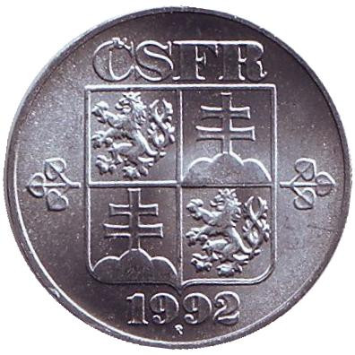 Монета 10 геллеров. 1992 год, Чехословакия. aUNC. Монета 10 геллеров. 1992 год, Чехословакия. aUNC.