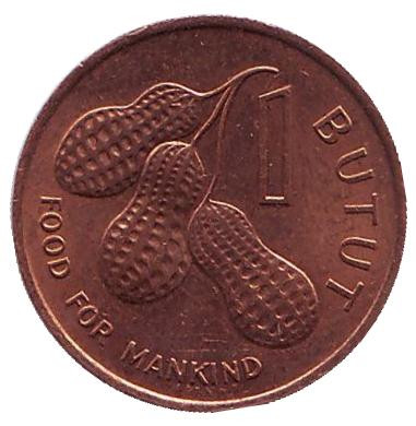 Монета 1 бутут. 1985 год, Гамбия. Арахис.