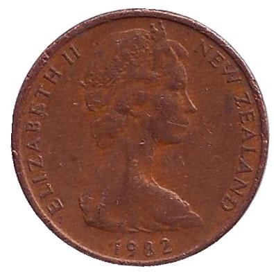 Монета 1 цент. 1982 год, Новая Зеландия. Лист папоротника.