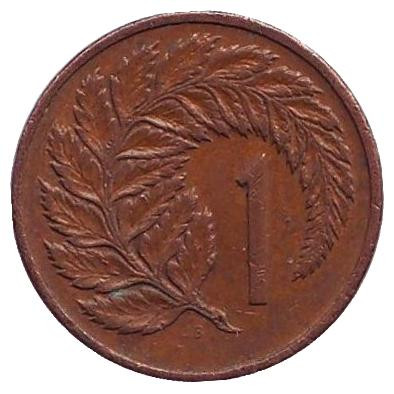 Монета 1 цент. 1982 год, Новая Зеландия. Лист папоротника.