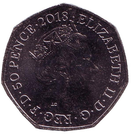 Монета 50 пенсов. 2018 год, Великобритания. 150 лет со дня рождения Беатрис Поттер. Флопси Банни. Монета 50 пенсов. 2018 год, Великобритания. 150 лет со дня рождения Беатрис Поттер. Флопси Банни.