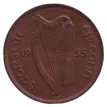 Монета 1/4 пенни. 1935 год, Ирландия. Вальдшнеп (Лесной кулик).