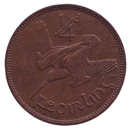 Монета 1/4 пенни. 1935 год, Ирландия. Вальдшнеп (Лесной кулик).