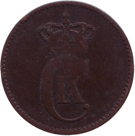 Монета 2 эре. 1876 год, Дания. Монета 2 эре. 1876 год, Дания.