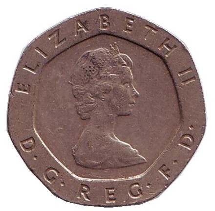 Монета 20 пенсов. 1984 год, Великобритания.