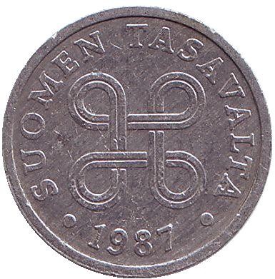 Монета 5 пенни. 1987 год, Финляндия. Ролл 50 штук. Монета 5 пенни. 1987 год, Финляндия. Ролл 50 штук.