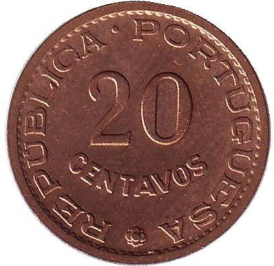 Монета 20 сентаво. 1970 год, Португальский Тимор.