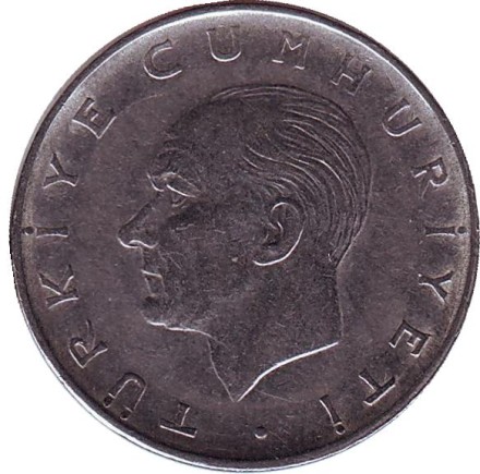 Монета 1 лира. 1975 год, Турция.