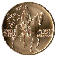 Монета 20 крон. 2015 год, Чехия. UNC. Всадник (Святой Вацлав). Монета 20 крон. 2015 год, Чехия. UNC. Всадник (Святой Вацлав).
