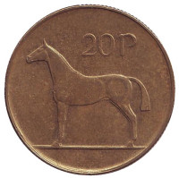 Лошадь. Монета 20 пенсов. 1994 год, Ирландия.