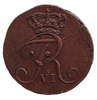 Монета 1 скиллинг. 1812 год, Дания. Монета 1 скиллинг. 1812 год, Дания.