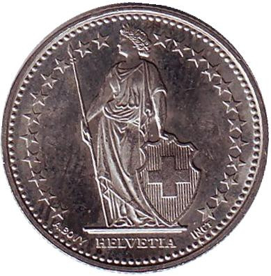 Монета 1/2 франка. 2010 год, Швейцария.