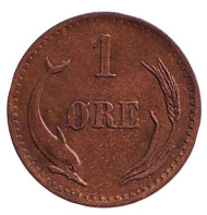 Монета 1 эре. 1875 год, Дания.