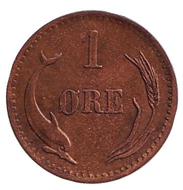 Монета 1 эре. 1875 год, Дания.