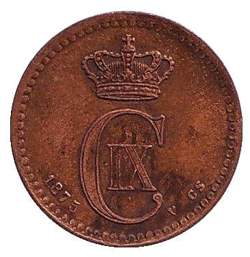Монета 1 эре. 1875 год, Дания. Монета 1 эре. 1875 год, Дания.