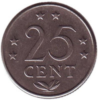 Монета 25 центов, 1970 год, Нидерландские Антильские острова. 