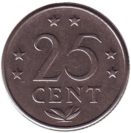 Монета 25 центов, 1970 год, Нидерландские Антильские острова.