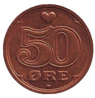 Монета 50 эре. 2005 год, Дания.