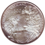 Монета 500 лир. 1966 год, Ватикан. Шепард с овцой на плечах. Папа Павел VI. Монета 500 лир. 1966 год, Ватикан. Шепард с овцой на плечах. Папа Павел VI.