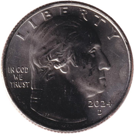 Монета 25 центов. 2024 год (D), США. Паули Мюррей. Серия "Американские женщины".