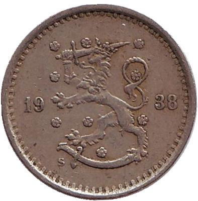 Монета 50 пенни. 1938 год, Финляндия. Монета 50 пенни. 1938 год, Финляндия.