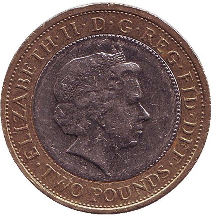 Монета 2 фунта. 2013 год, Великобритания. 350 лет гинее.