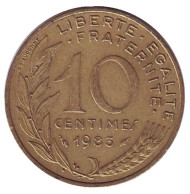 Монета 10 сантимов. 1983 год, Франция. Монета 10 сантимов. 1983 год, Франция.