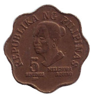 Монета 5 сентимо. 1982 год, Филиппины.