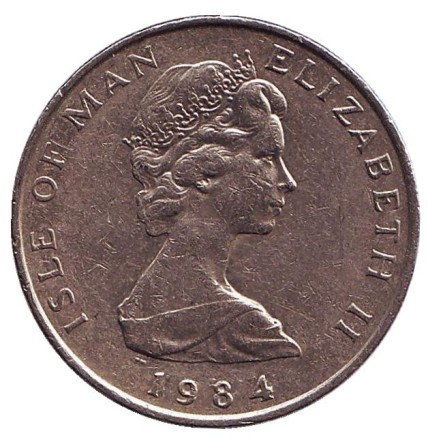 Монета 10 пенсов. 1984 год, Остров Мэн. (Отметка "AE"). Мэнский лохтан. Монета 10 пенсов. 1984 год, Остров Мэн. (Отметка "AE"). Мэнский лохтан.