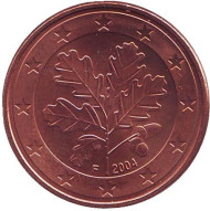Монета 5 центов. 2004 год (F), Германия. Монета 5 центов. 2004 год (F), Германия.