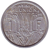 Монета 1 франк. 1971 год, Реюньон. Сахарный тростник.