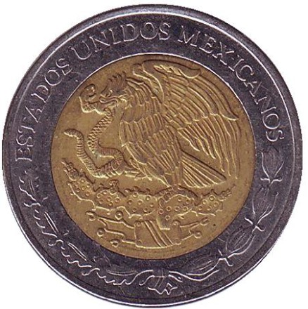 Монета 1 песо. 2011 год, Мексика.