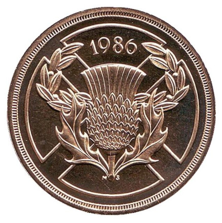 Монета 2 фунта. 1986 год, Великобритания. BU. XIII Игры Содружества.