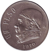 Монета 1 песо. 1970 год, Мексика. Хосе Мария Морелос. Монета 1 песо. 1970 год, Мексика. Хосе Мария Морелос.