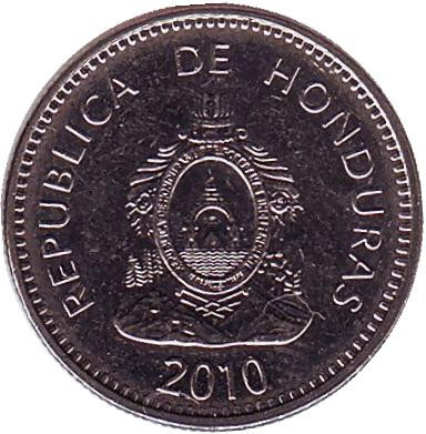 Монета 20 сентаво. 2010 год, Гондурас. Монета 20 сентаво. 2010 год, Гондурас.
