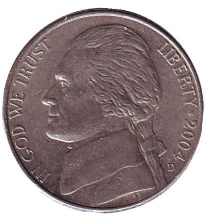 Монета 5 центов. 2004 год (D), США. Из обращения. Корабль экспедиции Льюиса и Кларка. Монета 5 центов. 2004 год (D), США. Из обращения. Корабль экспедиции Льюиса и Кларка.