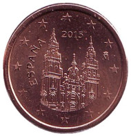 Монета 1 цент. 2015 год, Испания. Монета 1 цент. 2015 год, Испания.