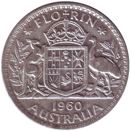 Монета 2 шиллинга (флорин). 1960 год, Австралия.