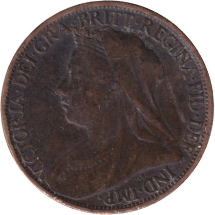 Монета 1 фартинг. 1898 год, Великобритания.