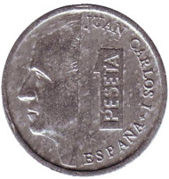 Монета 1 песета. 1996 год, Испания. Монета 1 песета. 1996 год, Испания.