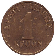 Монета 1 крона. 2003 год, Эстония. Монета 1 крона. 2003 год, Эстония.