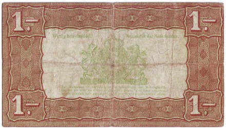 Банкнота 1 гульден. 1938 год, Нидерланды. Банкнота 1 гульден. 1938 год, Нидерланды.