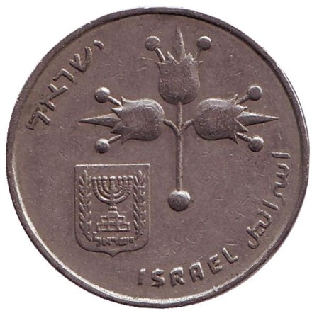 Монета 1 лира. 1970 год, Израиль.