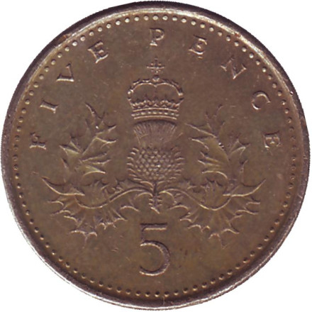 Монета 5 пенсов. 2003 год, Великобритания.