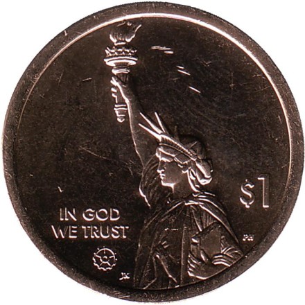 Монета 1 доллар. 2020 год (Р), США. Шкала переменных Гербера. Серия "Американские инновации".