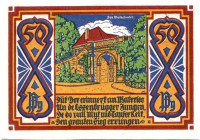 Ворота Ватерлоо. Нотгельд Оснабрюка. 50 пфеннигов. 1921 год, Веймарская республика (Германия).