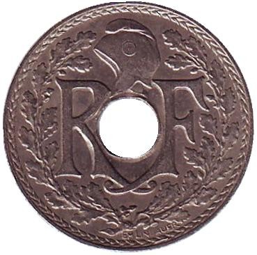 Монета 5 сантимов. 1930 год, Франция.