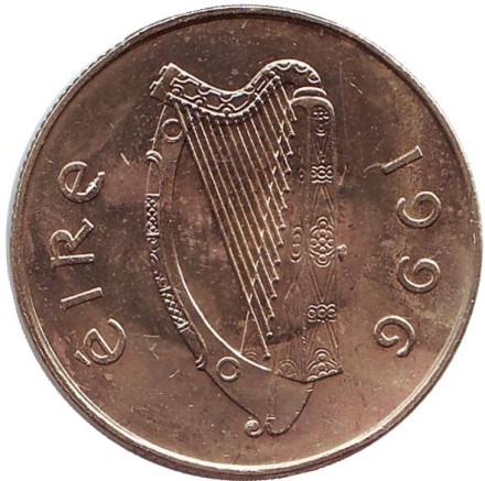 Монета 20 пенсов. 1996 год, Ирландия. Лошадь.