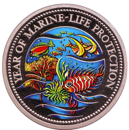 Монета 1 доллар. 1992 год, Палау. Год защиты морской жизни.