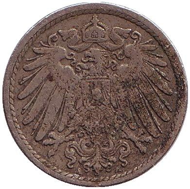 Монета 5 пфеннигов. 1906 (А) год, Германская империя.